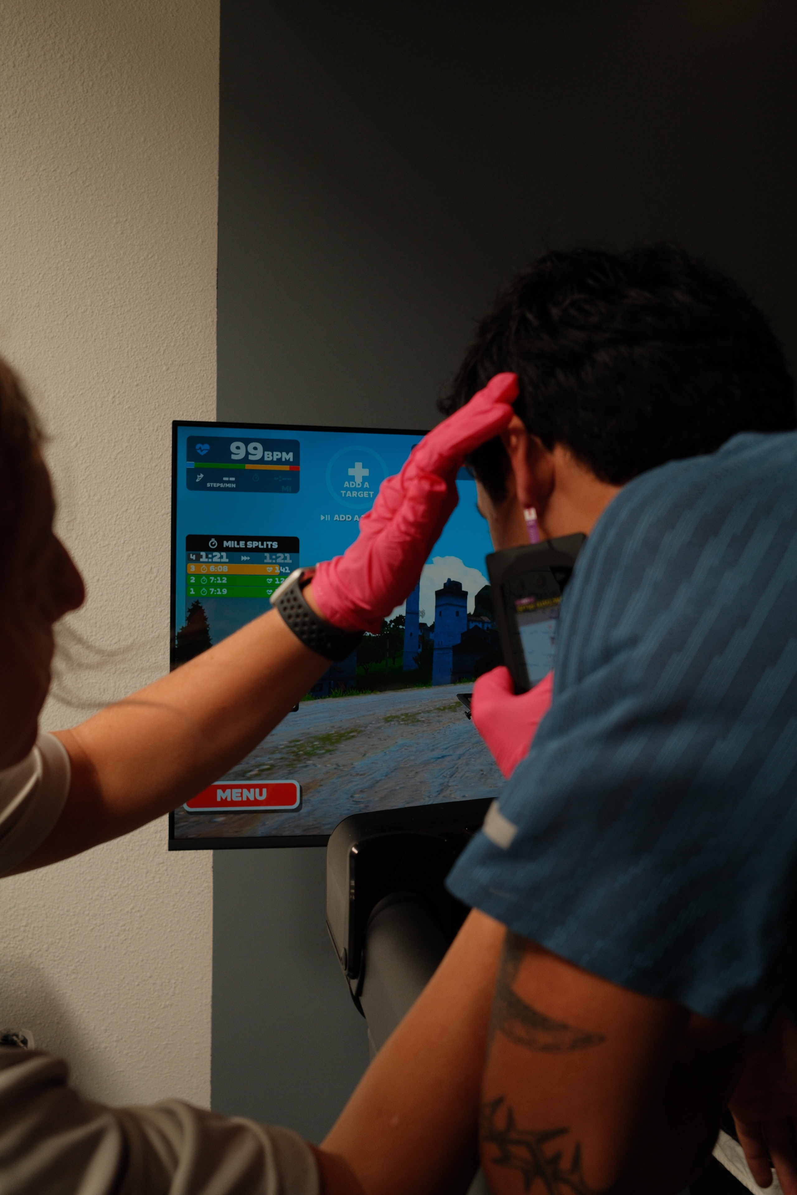 Lactate sample taken at the earlobe during a performance test